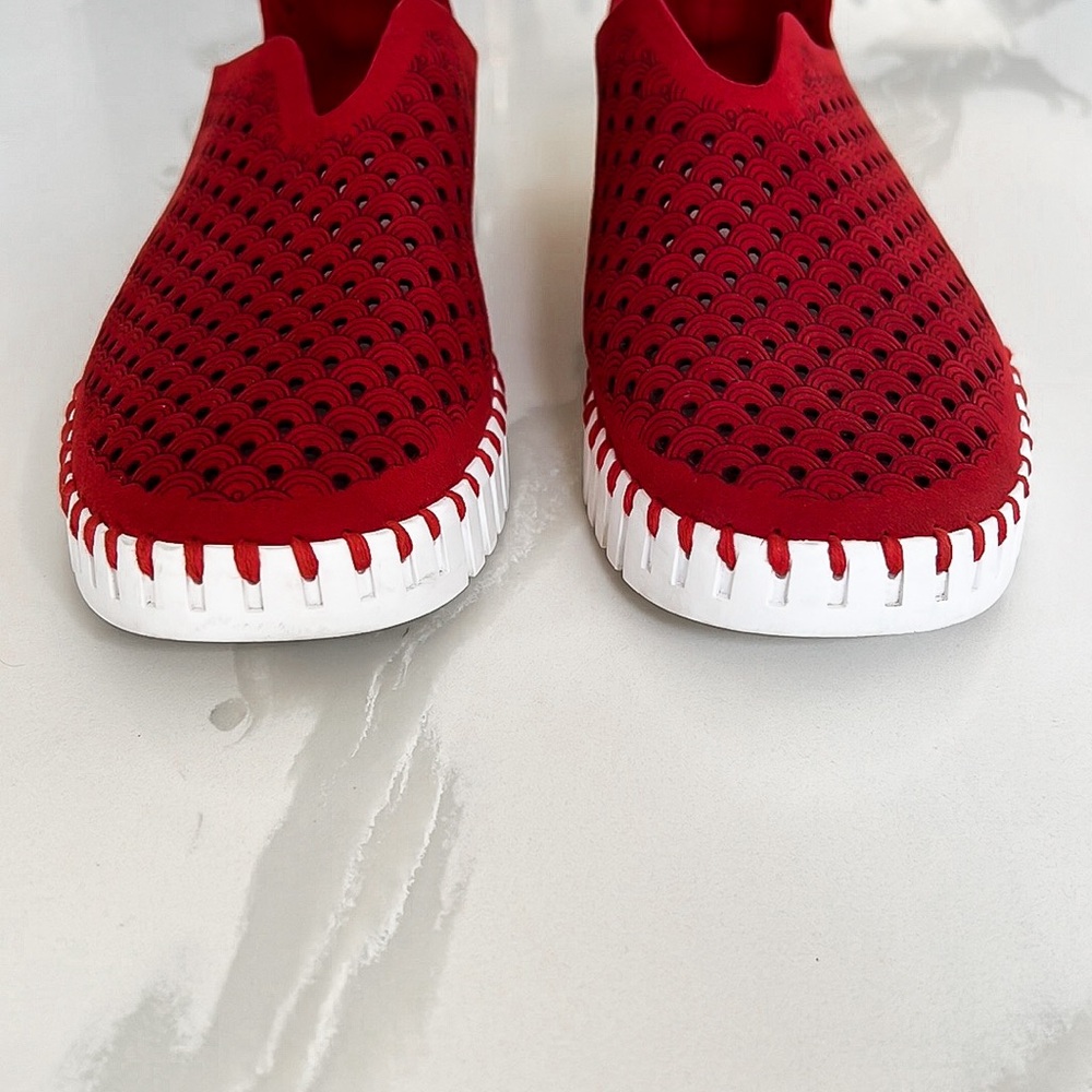Ilse Jacobsen Tulip Red & White Slip On Sneakers Womens Sz EU 42 US 11.5 - 12 - Picture 8 of 16